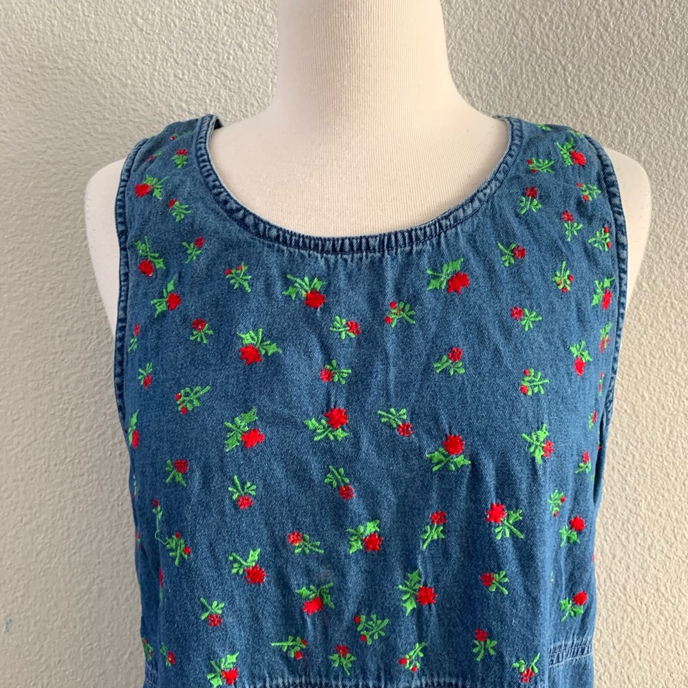 Vintage Basic Edition Maxi Denim Embroidered Dress - image 2